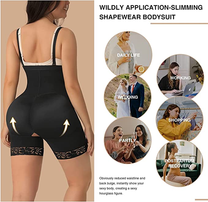 Black Detachable Straps Full Body Shaper Big Size Tummy Trimmer