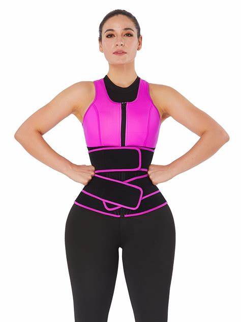 Rose Red Double-Belt Neoprene Waist Shapewear Big breast Vest Slimming Tummy