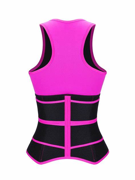 Rose Red Double-Belt Neoprene Waist Shapewear Big breast Vest Slimming Tummy