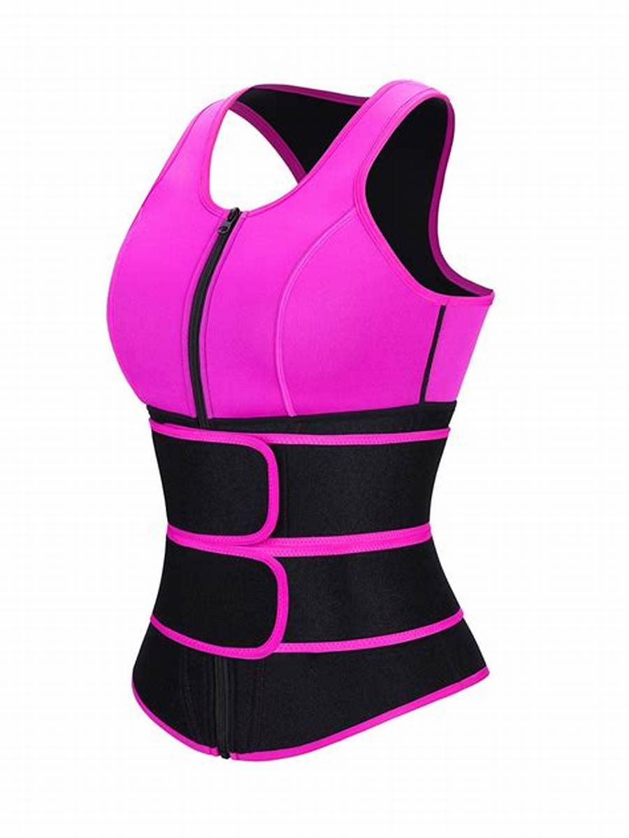 Rose Red Double-Belt Neoprene Waist Shapewear Big breast Vest Slimming Tummy