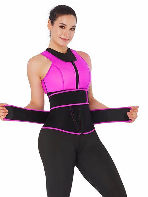 Rose Red Double-Belt Neoprene Waist Shapewear Big breast Vest Slimming Tummy