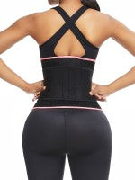 Shimmer Pink And Black Neoprene Waist Cincher Suitable For Running