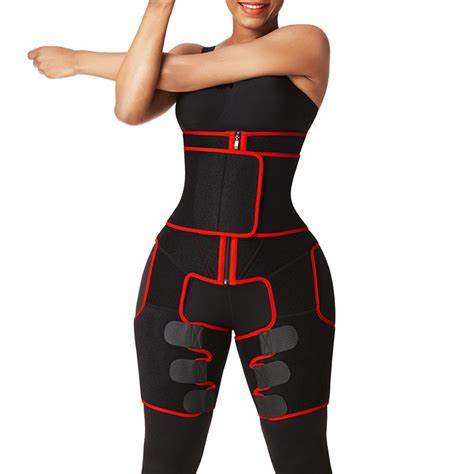 Red and Black Colour Block Thigh, Tummy And Waist Slimmer Control Shapewear