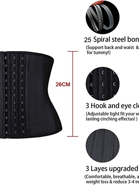 Mirabeautypolice-Black 29 Steel Bones Latex Hooks Safe Waist Trainer Best Materials-image-02