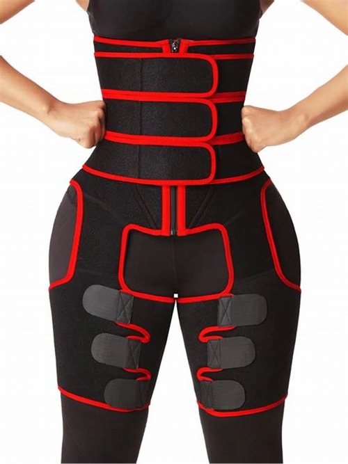 Thigh And Waist Slimmer Shapewear Red High Rise colour block slim waist-image