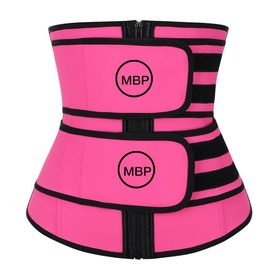 Pink Undetectable Double Belts Latex Waist Trainer Stretch