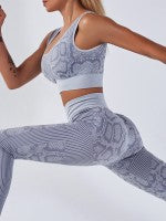Gray Ankle Length Yoga Two-Piece High Waist Liberty Trendy