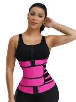 Pink Undetectable Double Belts Latex Waist Trainer Stretch