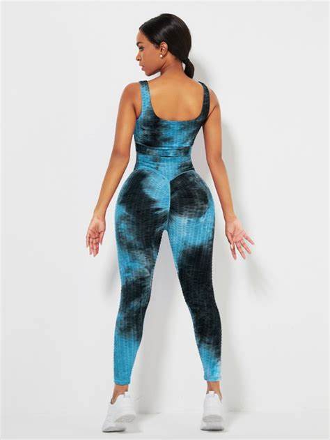 Blue Tie-Dye Print Active wear Yoga set